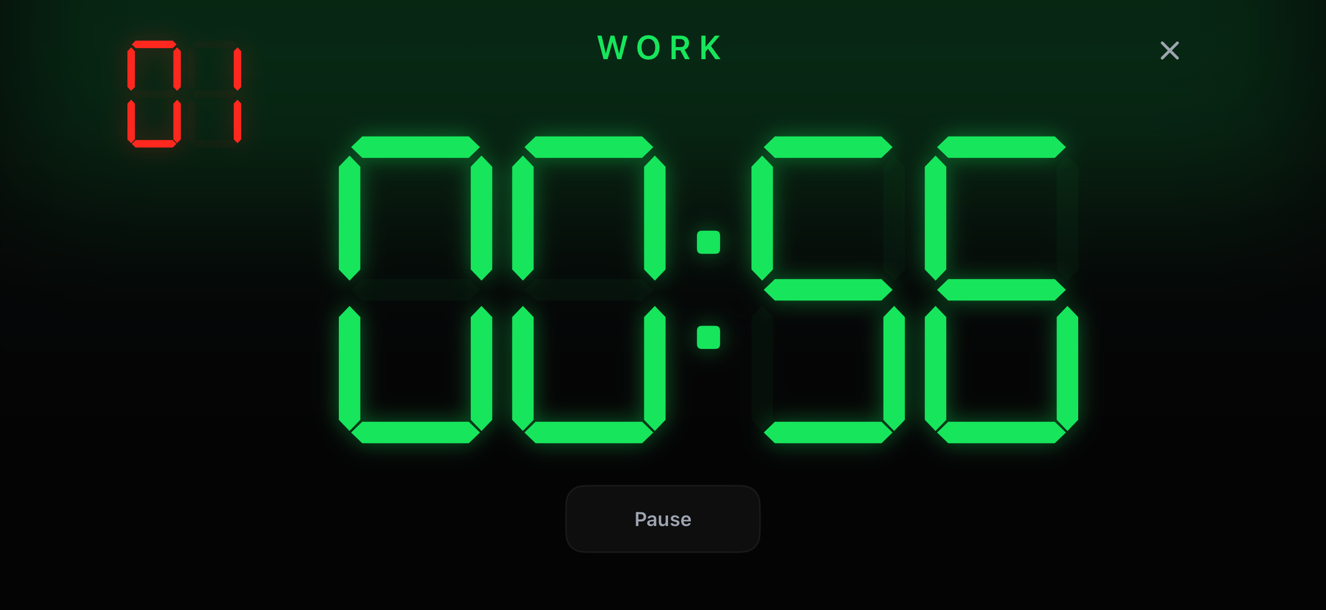 GRIT's large high-contrast workout clock in landscape orientation