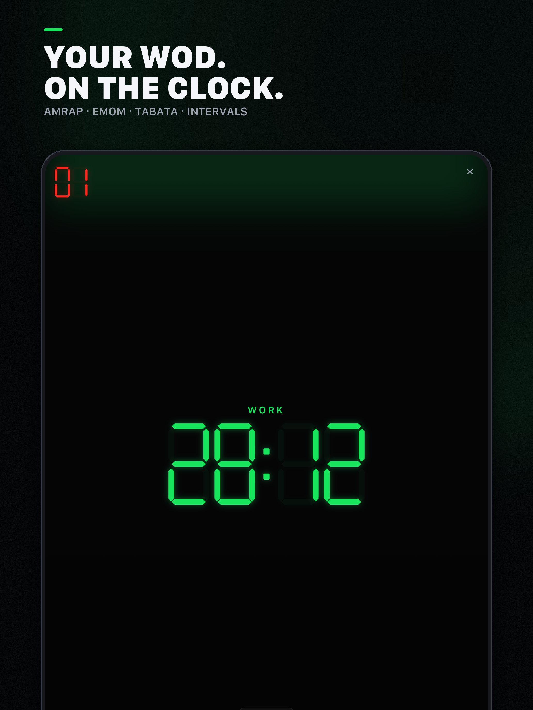 Approved GRIT iPad artwork showing the active workout timer at 28:12
